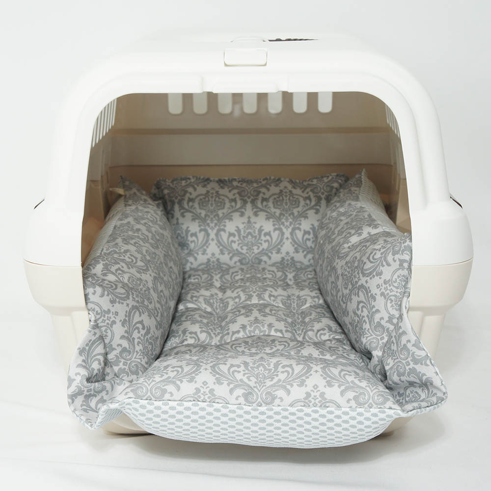 ペットが喜ぶ 夏用キャリークッションベッド iCOLD 接触冷感 ダマスク グレー Sサイズ