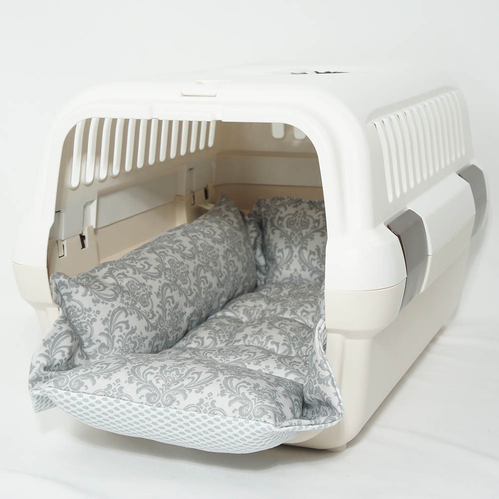 ペットが喜ぶ 夏用キャリークッションベッド iCOLD 接触冷感 ダマスク グレー Sサイズ
