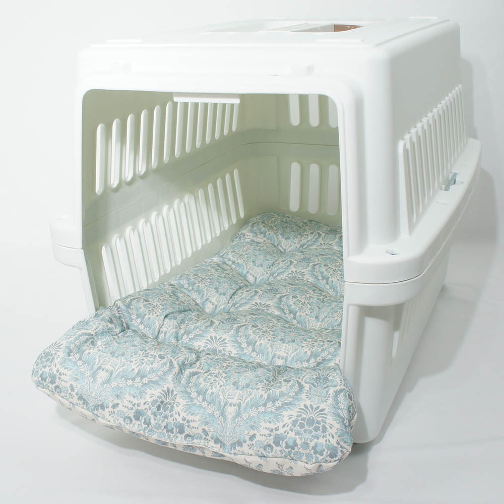 あごのせ縁無しクッション/クレートクッション royal albert ダマスク アラベスク サックスブルー Mサイズ