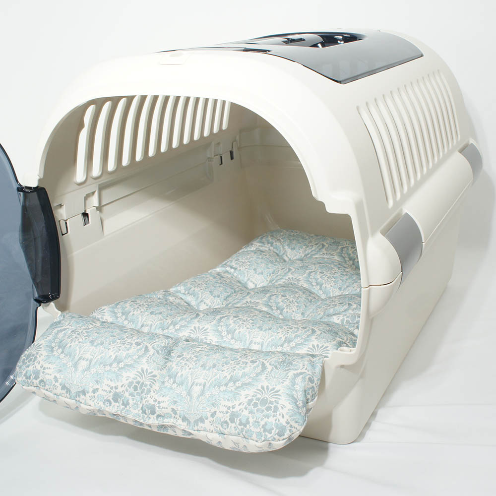 あごのせ縁無しクッション/クレートクッション royal albert ダマスク アラベスク サックスブルー Mサイズ