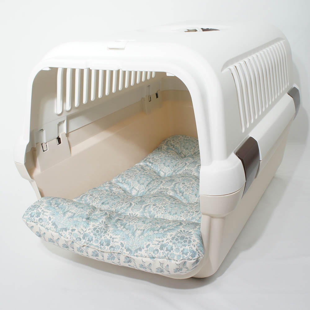 あごのせ縁無しクッション/クレートクッション royal albert ダマスク アラベスク サックスブルー Mサイズ