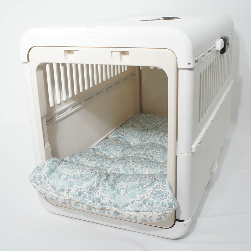 あごのせ縁無しクッション/クレートクッション royal albert ダマスク アラベスク サックスブルー Mサイズ