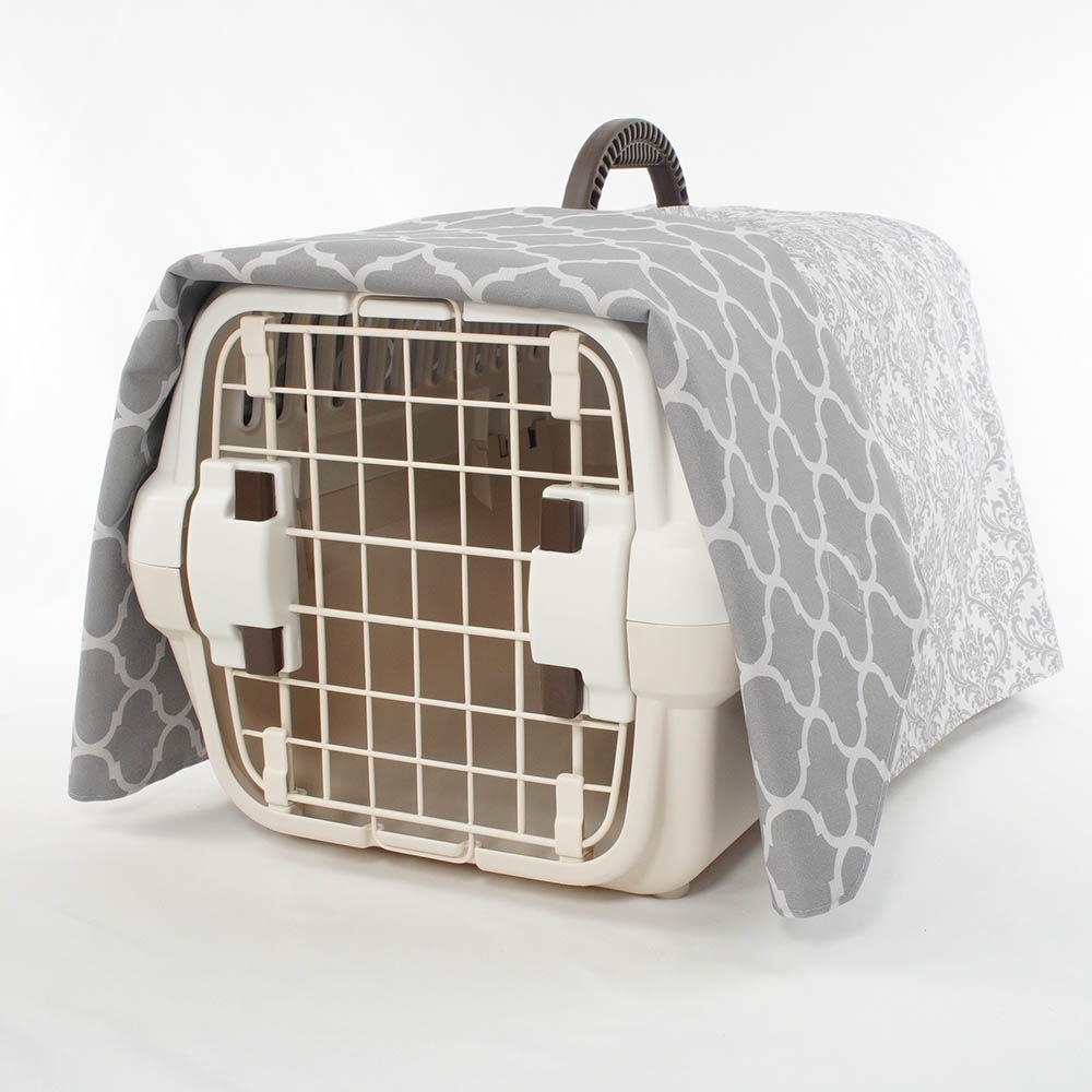 Helen's クレートカバー ダマスクグレー Sサイズ トグルボタン付き