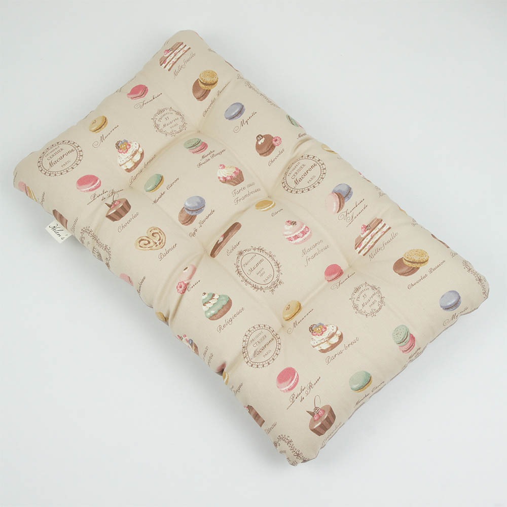 縁無しクッションベッド/クレートクッション マカロンベージュドットローズベージュ Sサイズ