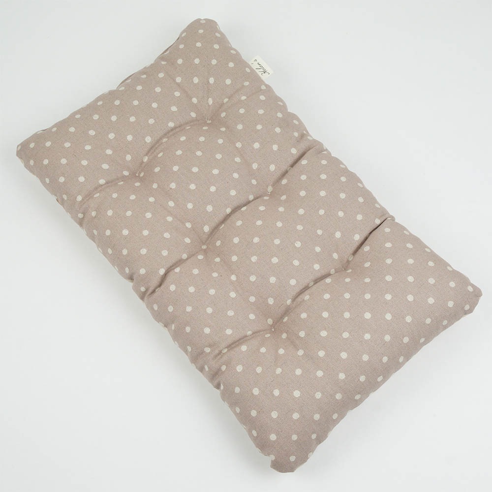 縁無しクッションベッド/クレートクッション マカロンベージュドットローズベージュ Sサイズ