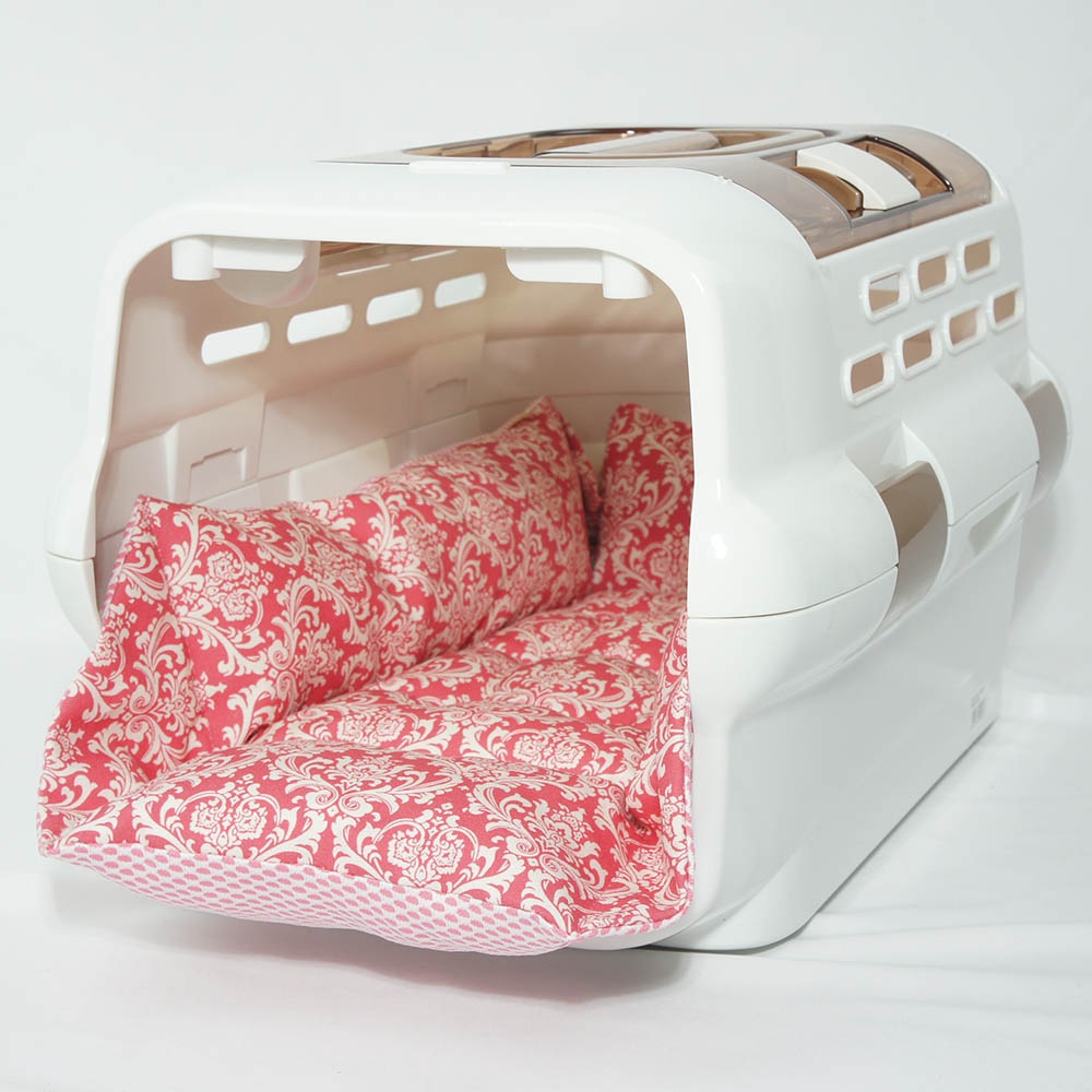 ペットが喜ぶ 夏用キャリークッションベッド iCOLD 接触冷感 ダマスク ピンク Sサイズ