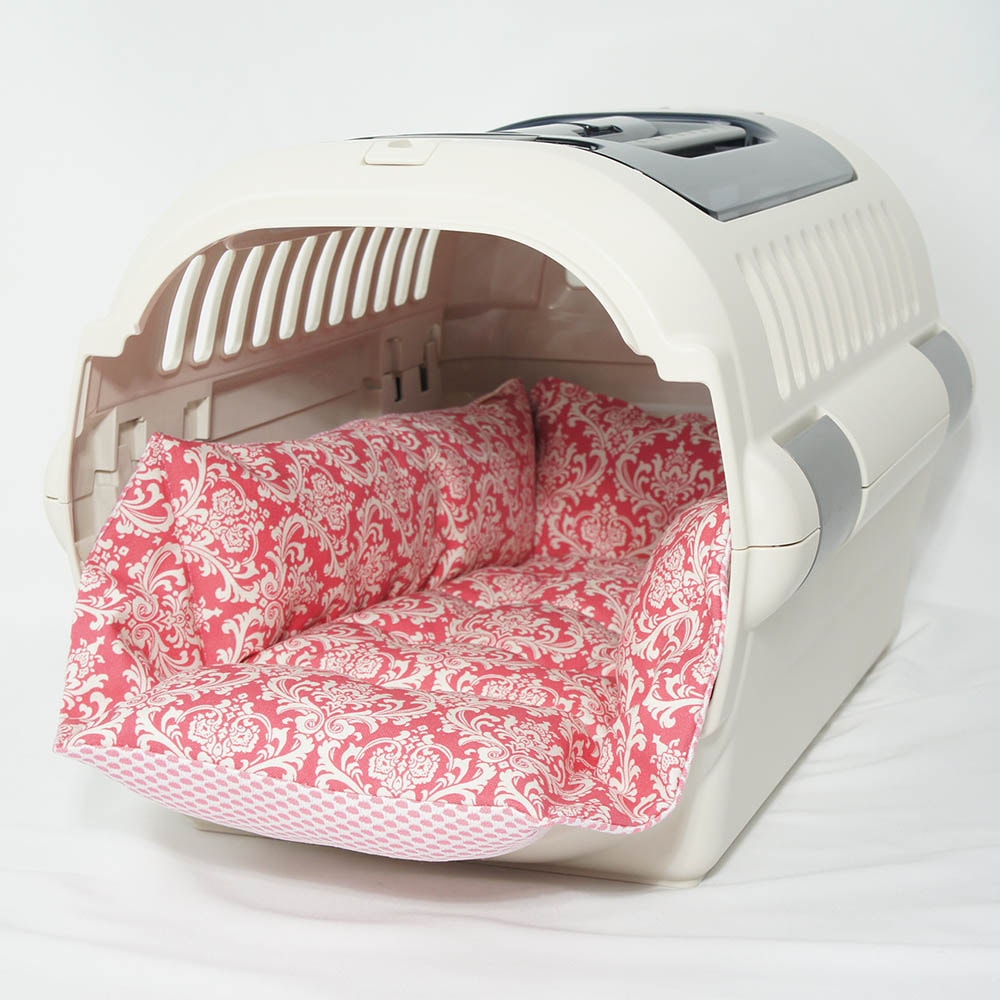 ペットが喜ぶ 夏用キャリークッションベッド iCOLD 接触冷感 ダマスク ピンク Sサイズ