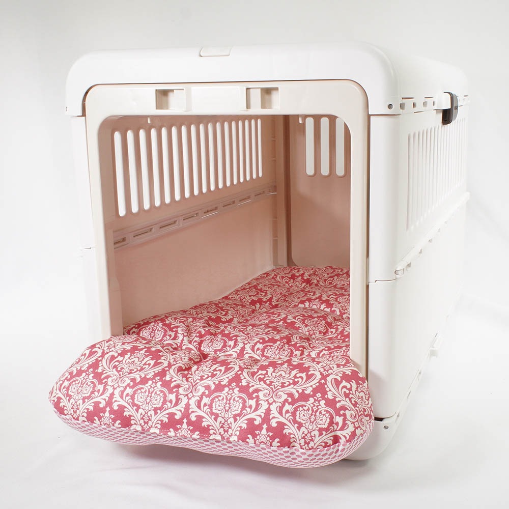 夏用 あごのせ縁無しクッション iCOLD 接触冷感 ダマスク ピンク Mサイズ