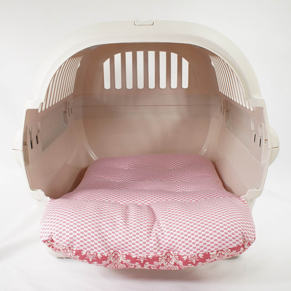 夏用 あごのせ縁無しクッション iCOLD 接触冷感 ダマスク ピンク Mサイズ