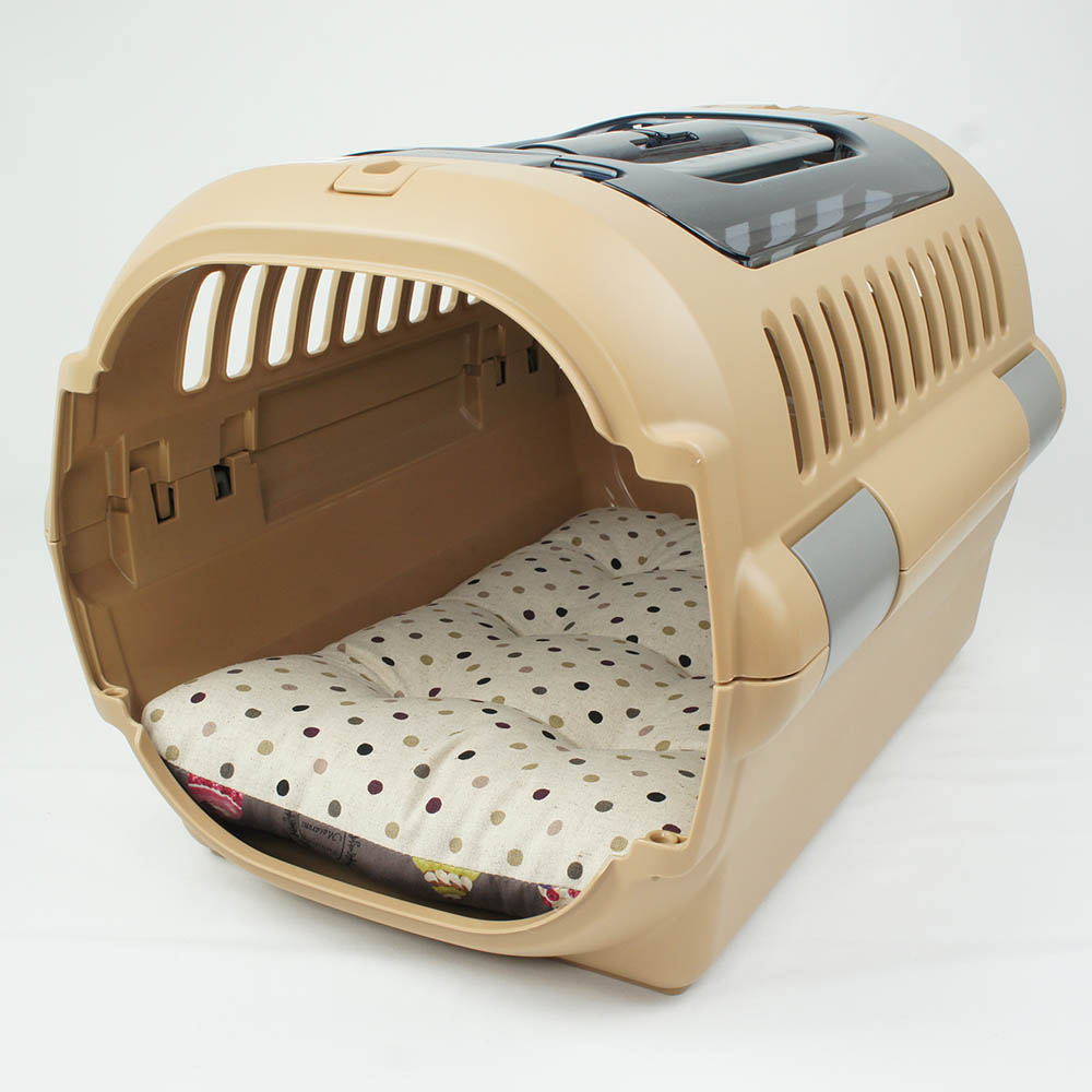 縁無しクッションベッド/クレートクッション マカロンチョコドット Sサイズ