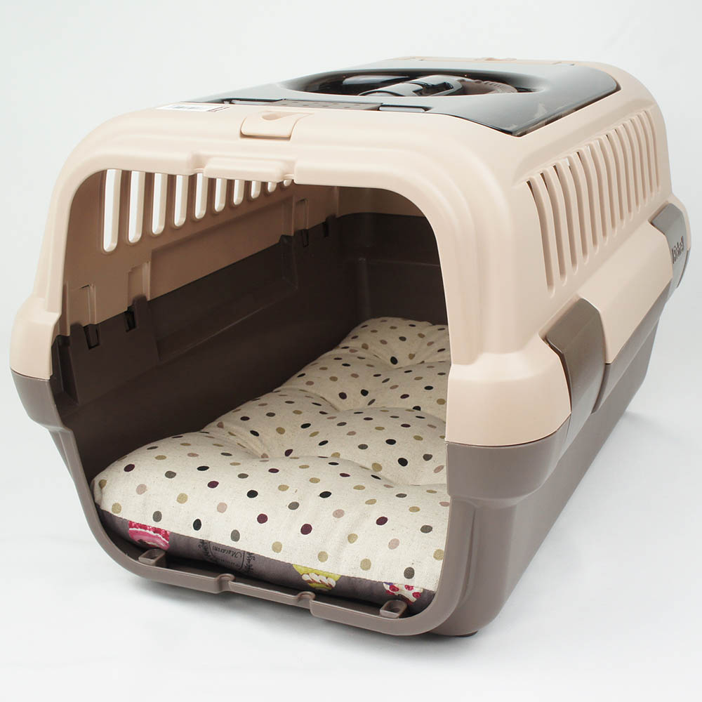 縁無しクッションベッド/クレートクッション マカロンチョコドット Sサイズ