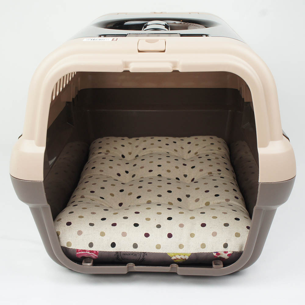 縁無しクッションベッド/クレートクッション マカロンチョコドット Sサイズ