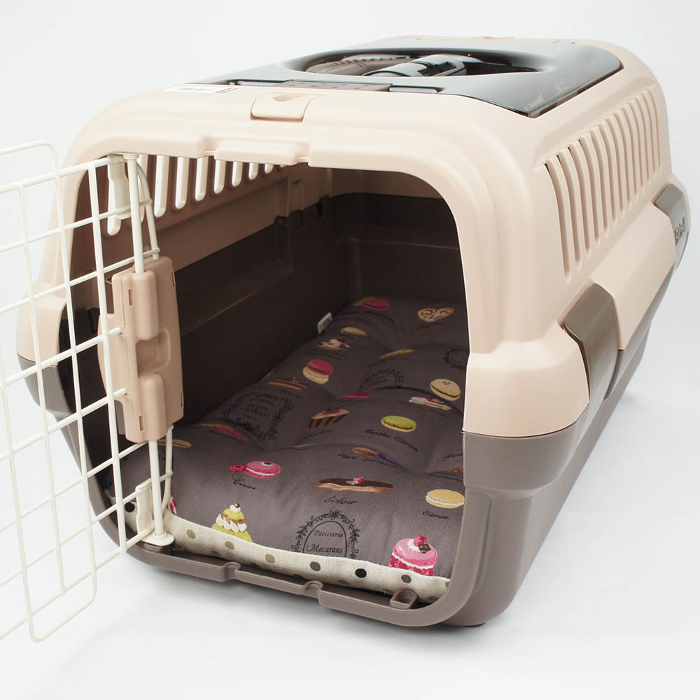 縁無しクッションベッド/クレートクッション マカロンチョコドット Sサイズ