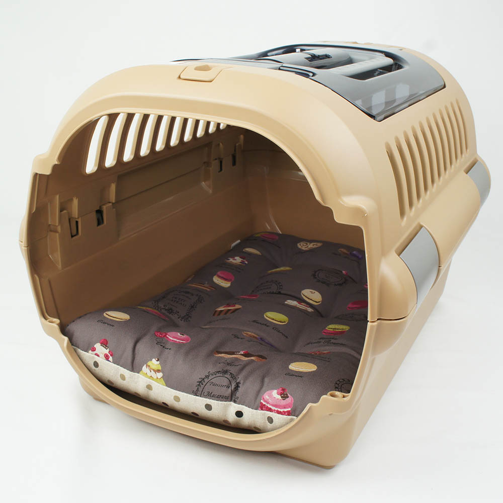 縁無しクッションベッド/クレートクッション マカロンチョコドット Sサイズ