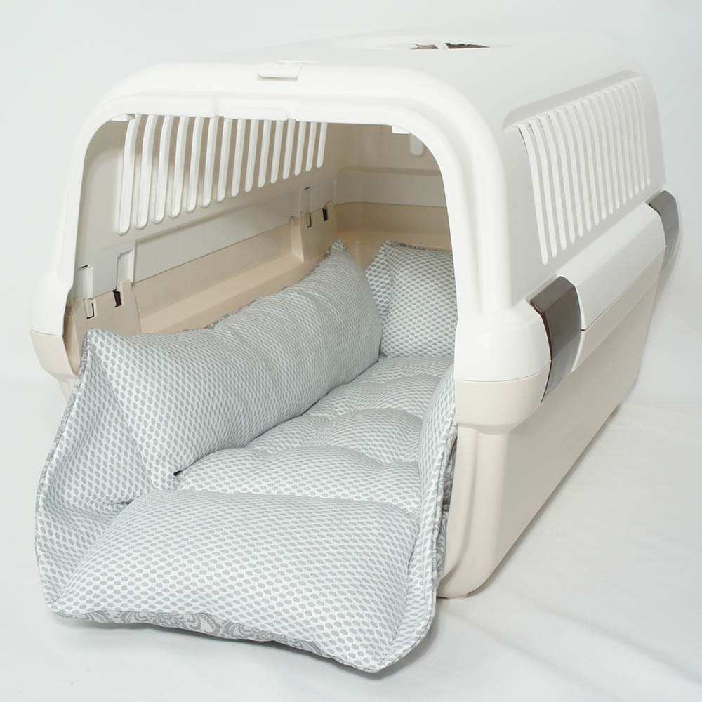ペットが喜ぶ 夏用キャリークッションベッド iCOLD 接触冷感 ダマスク グレー Mサイズ