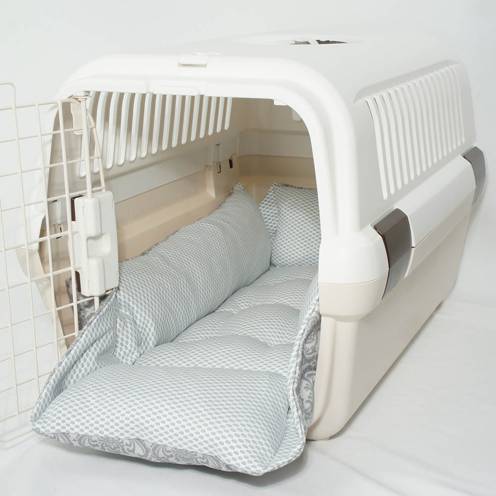 ペットが喜ぶ 夏用キャリークッションベッド iCOLD 接触冷感 ダマスク グレー Mサイズ