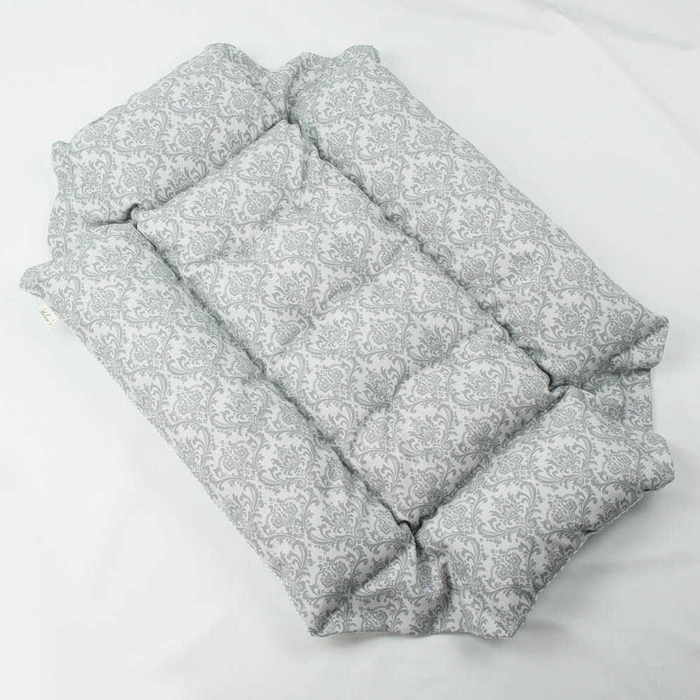 ペットが喜ぶ 夏用キャリークッションベッド iCOLD 接触冷感 ダマスク グレー Mサイズ