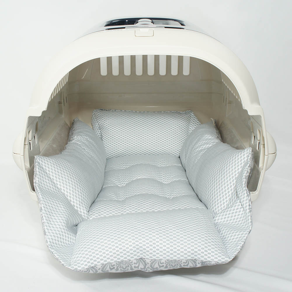 ペットが喜ぶ 夏用キャリークッションベッド iCOLD 接触冷感 ダマスク グレー Mサイズ