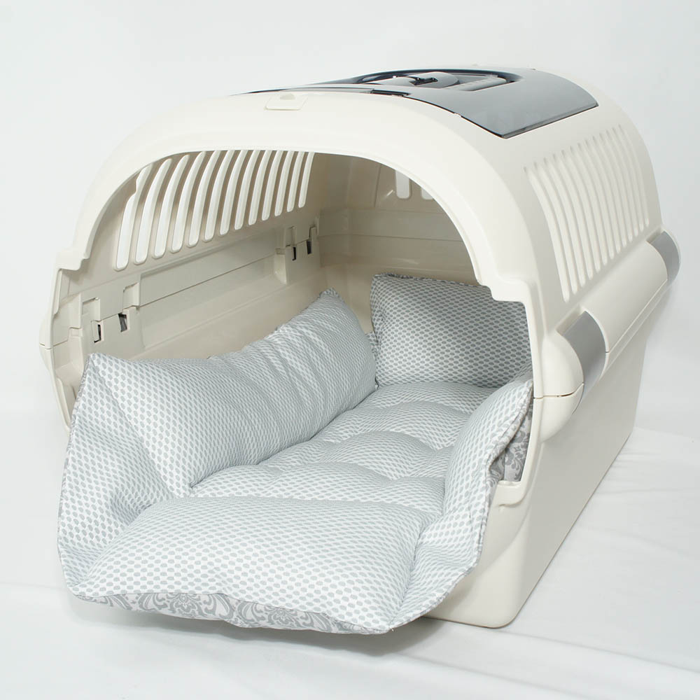 ペットが喜ぶ 夏用キャリークッションベッド iCOLD 接触冷感 ダマスク グレー Mサイズ