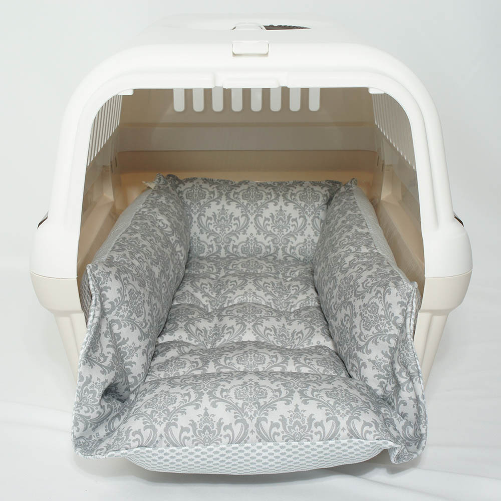 ペットが喜ぶ 夏用キャリークッションベッド iCOLD 接触冷感 ダマスク グレー Mサイズ