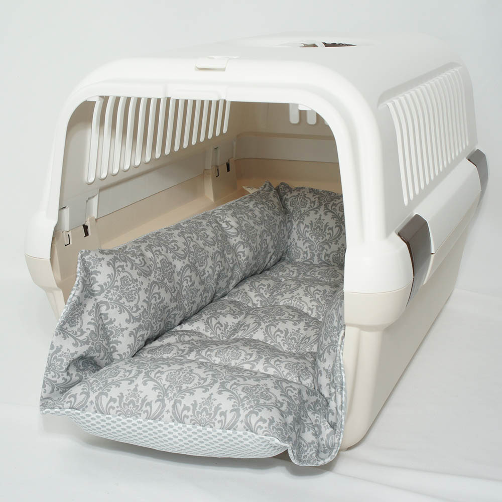 ペットが喜ぶ 夏用キャリークッションベッド iCOLD 接触冷感 ダマスク グレー Mサイズ