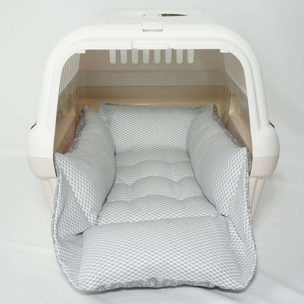 ペットが喜ぶ 夏用キャリークッションベッド iCOLD 接触冷感 ダマスク グレー Mサイズ