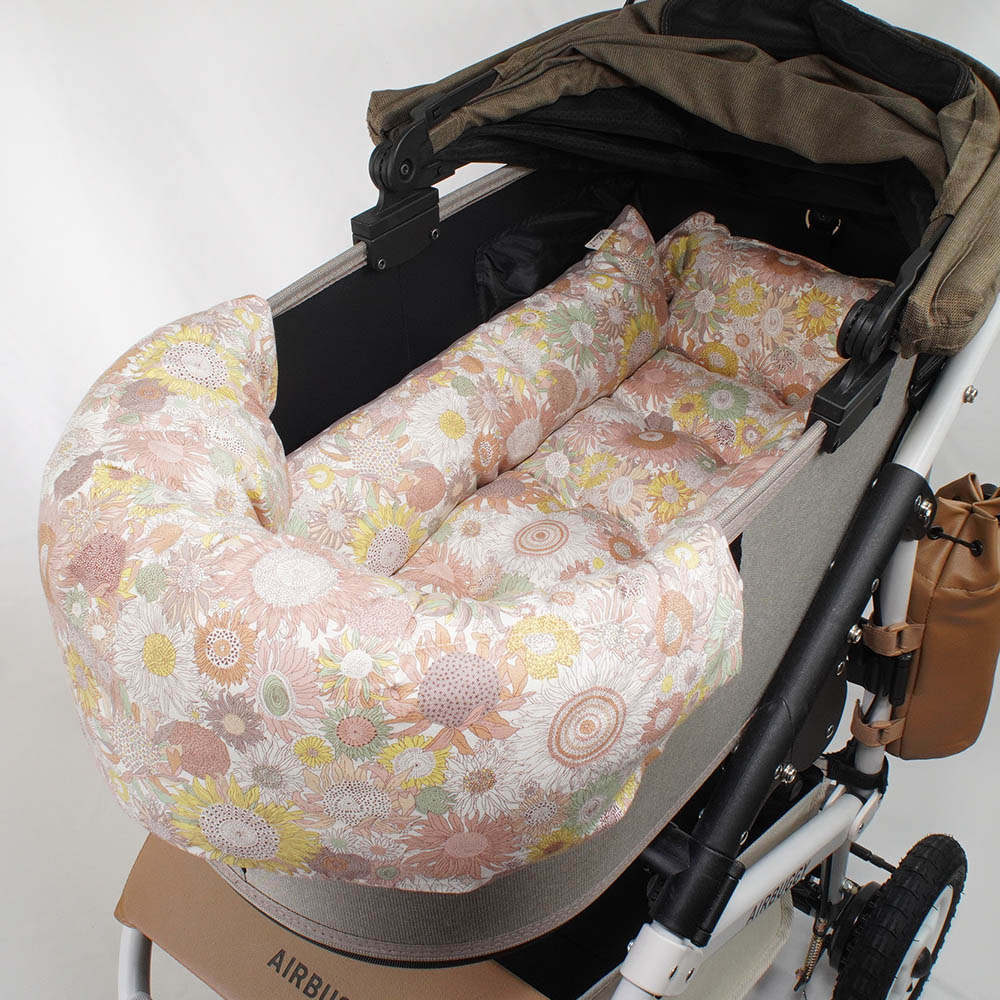 【500円OFF】DOME3ラージ用クッションセット ぷくぷく あごのせクッション＋キャリークッションベッド Mサイズ リバティプリント スモールスザンナ 両面生地ベージュドット