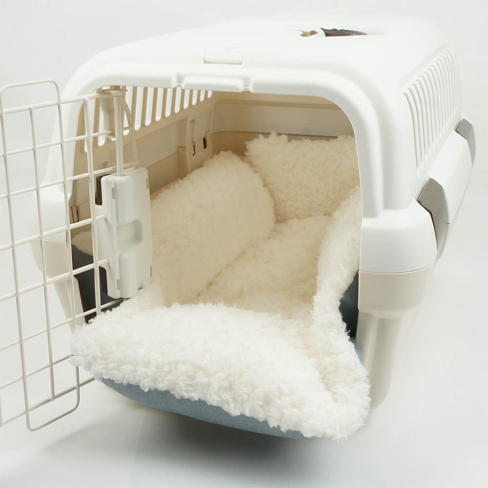 ペットが喜ぶ キャリークッションベッド/クレートクッション 10オンスデニムサックスファー Sサイズ