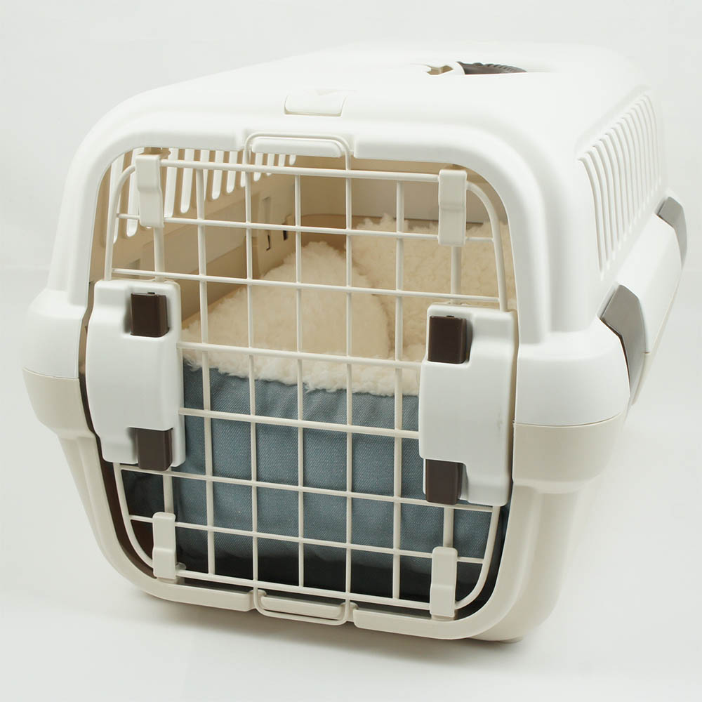 ペットが喜ぶ キャリークッションベッド/クレートクッション 10オンスデニムサックスファー Sサイズ