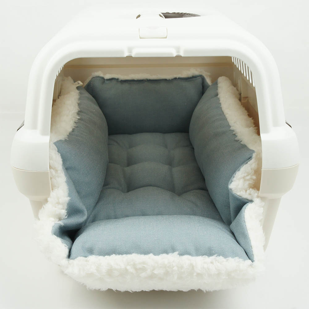 ペットが喜ぶ キャリークッションベッド/クレートクッション 10オンスデニムサックスファー Sサイズ