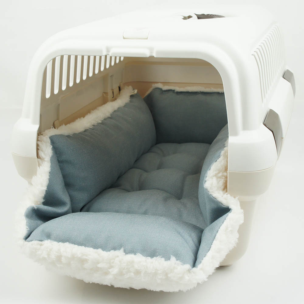 ペットが喜ぶ キャリークッションベッド/クレートクッション 10オンスデニムサックスファー Sサイズ