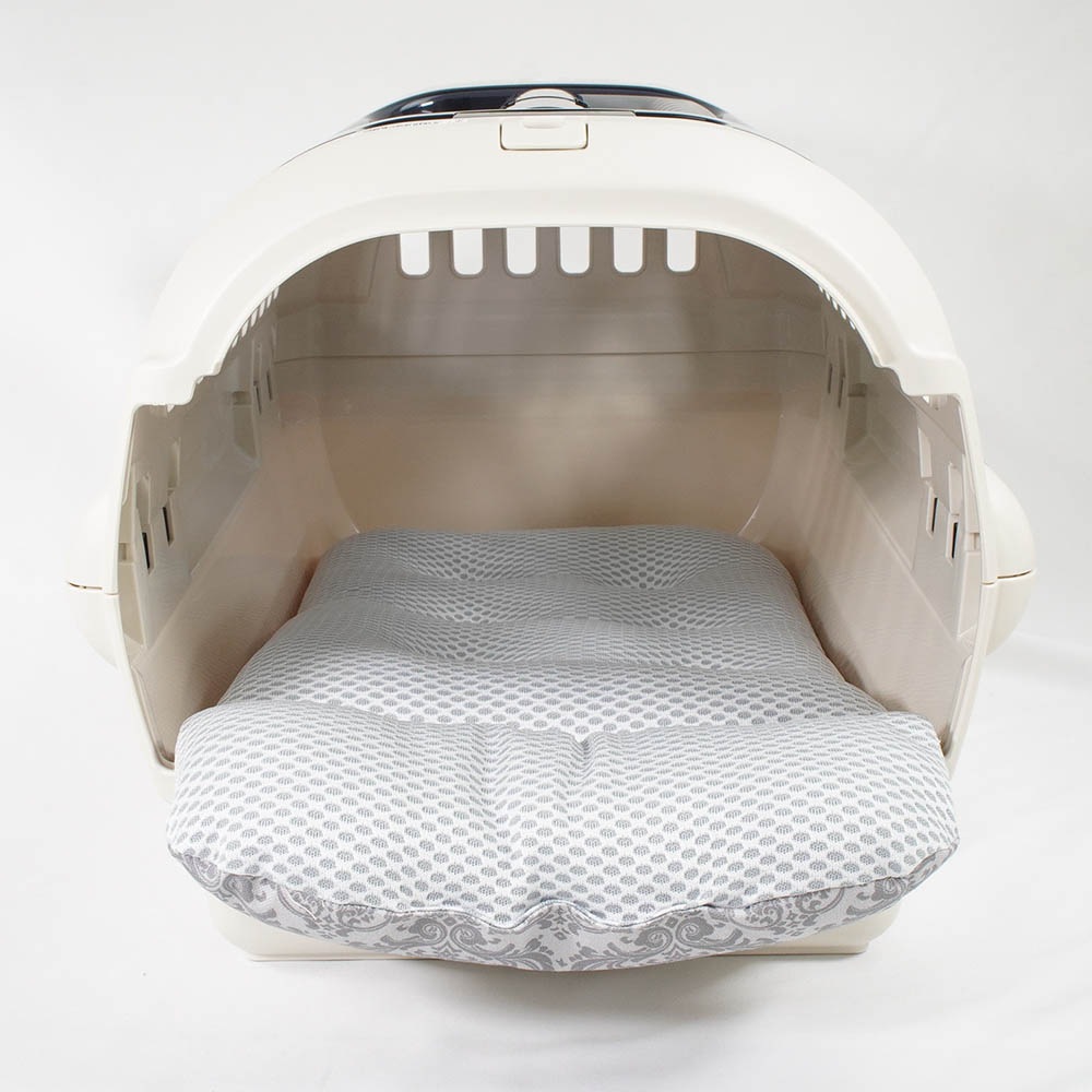 夏用 あごのせ縁無しクッション iCOLD 接触冷感 ダマスク グレー Sサイズ