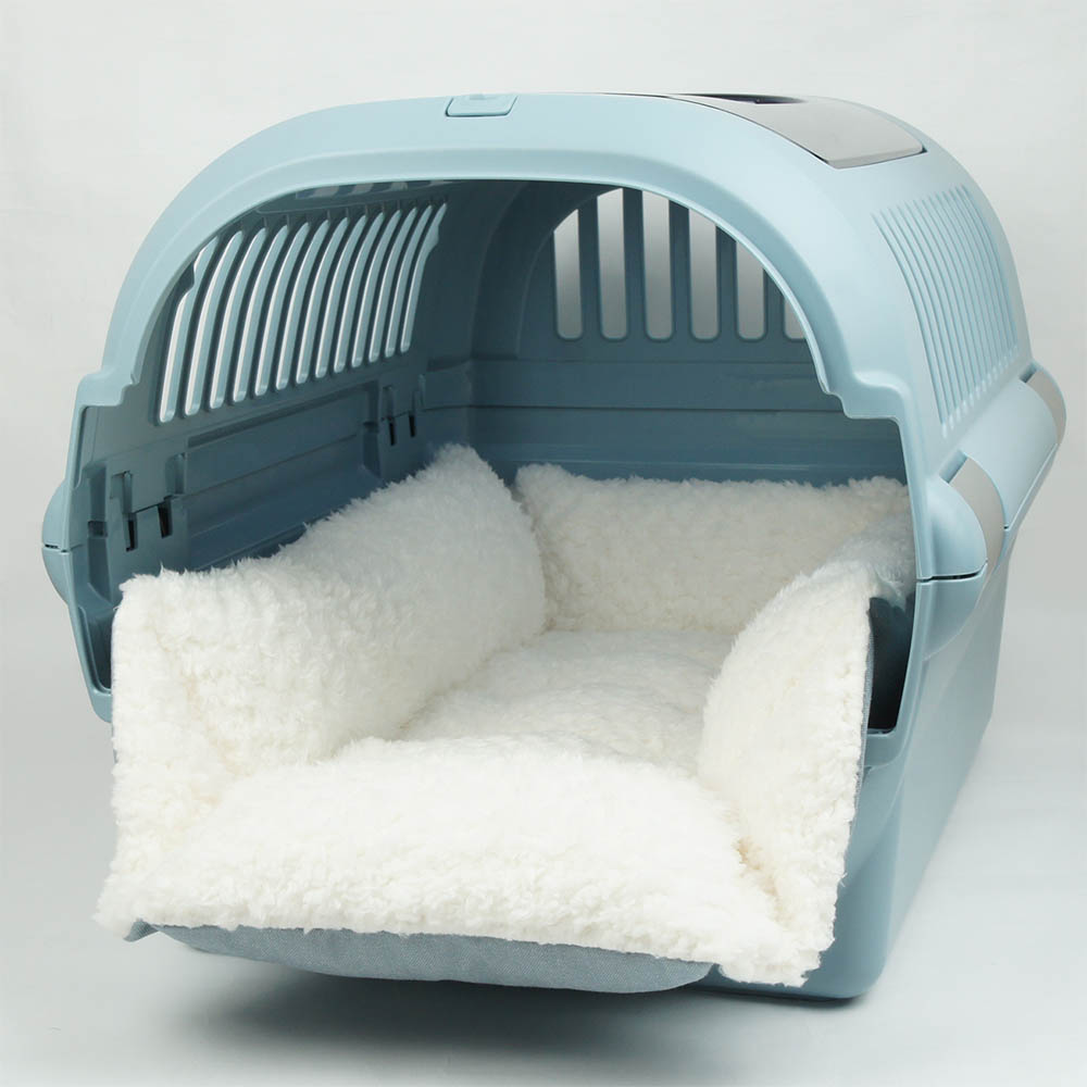 ペットが喜ぶ キャリークッションベッド/クレートクッション 10オンスデニムサックスファー Mサイズ