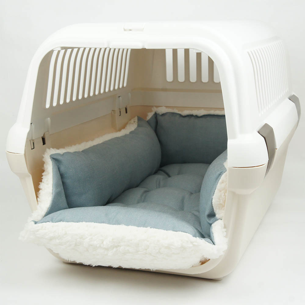 ペットが喜ぶ キャリークッションベッド/クレートクッション 10オンスデニムサックスファー Mサイズ