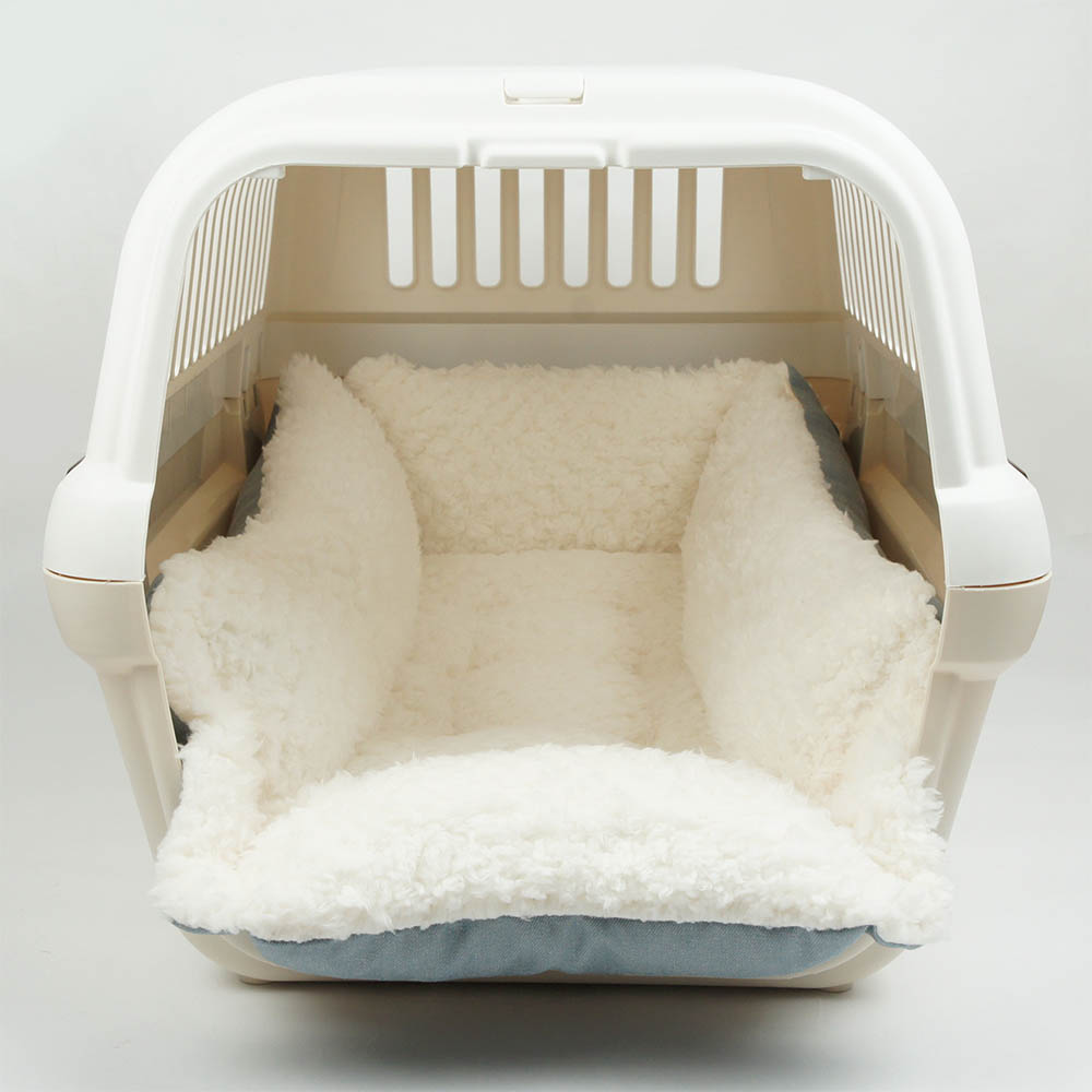 ペットが喜ぶ キャリークッションベッド/クレートクッション 10オンスデニムサックスファー Mサイズ