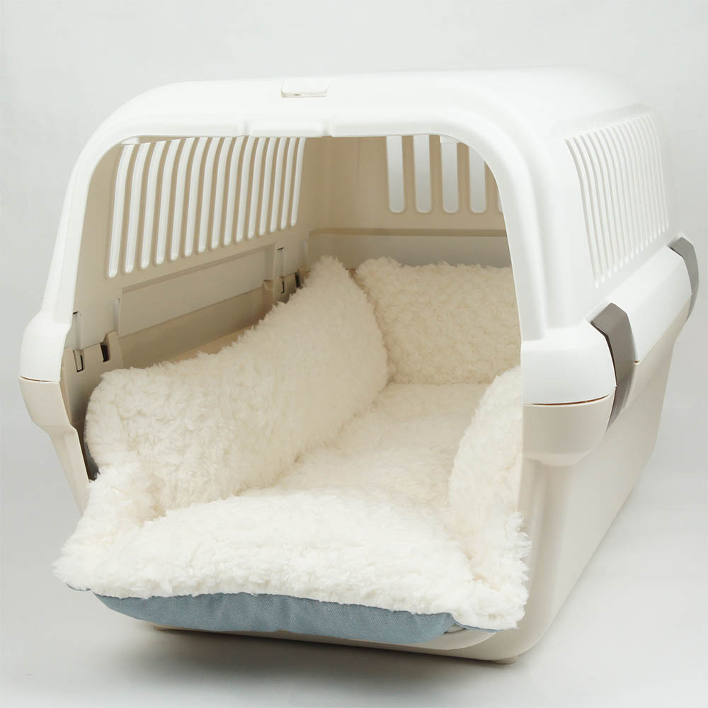 ペットが喜ぶ キャリークッションベッド/クレートクッション 10オンスデニムサックスファー Mサイズ