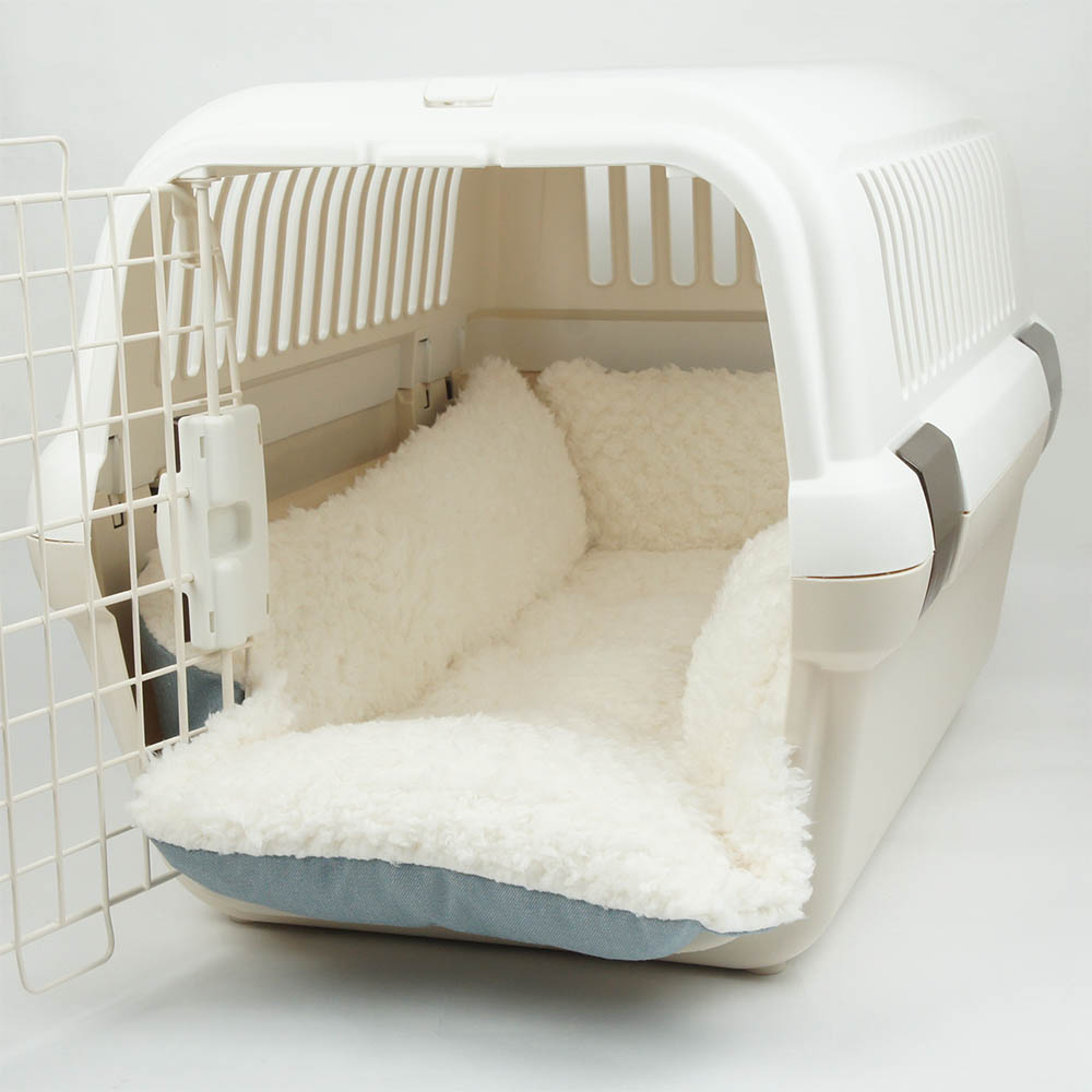 ペットが喜ぶ キャリークッションベッド/クレートクッション 10オンスデニムサックスファー Mサイズ