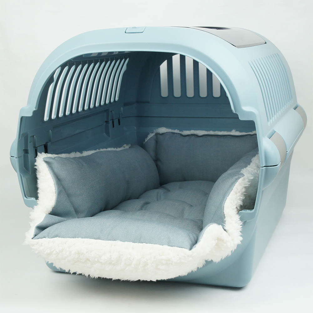 ペットが喜ぶ キャリークッションベッド/クレートクッション 10オンスデニムサックスファー Mサイズ