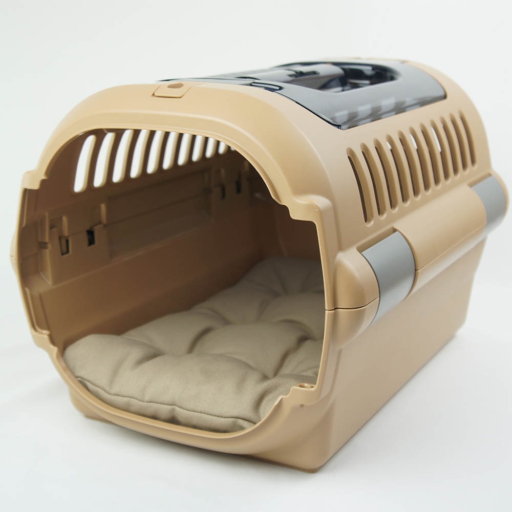 縁無しクッションベッド/クレートクッション カミカミ大好きちゃん用 ８号帆布生地 モカ Sサイズ