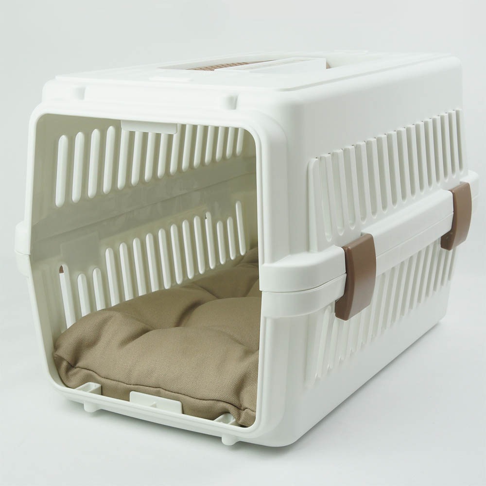 縁無しクッションベッド/クレートクッション カミカミ大好きちゃん用 ８号帆布生地 モカ Sサイズ