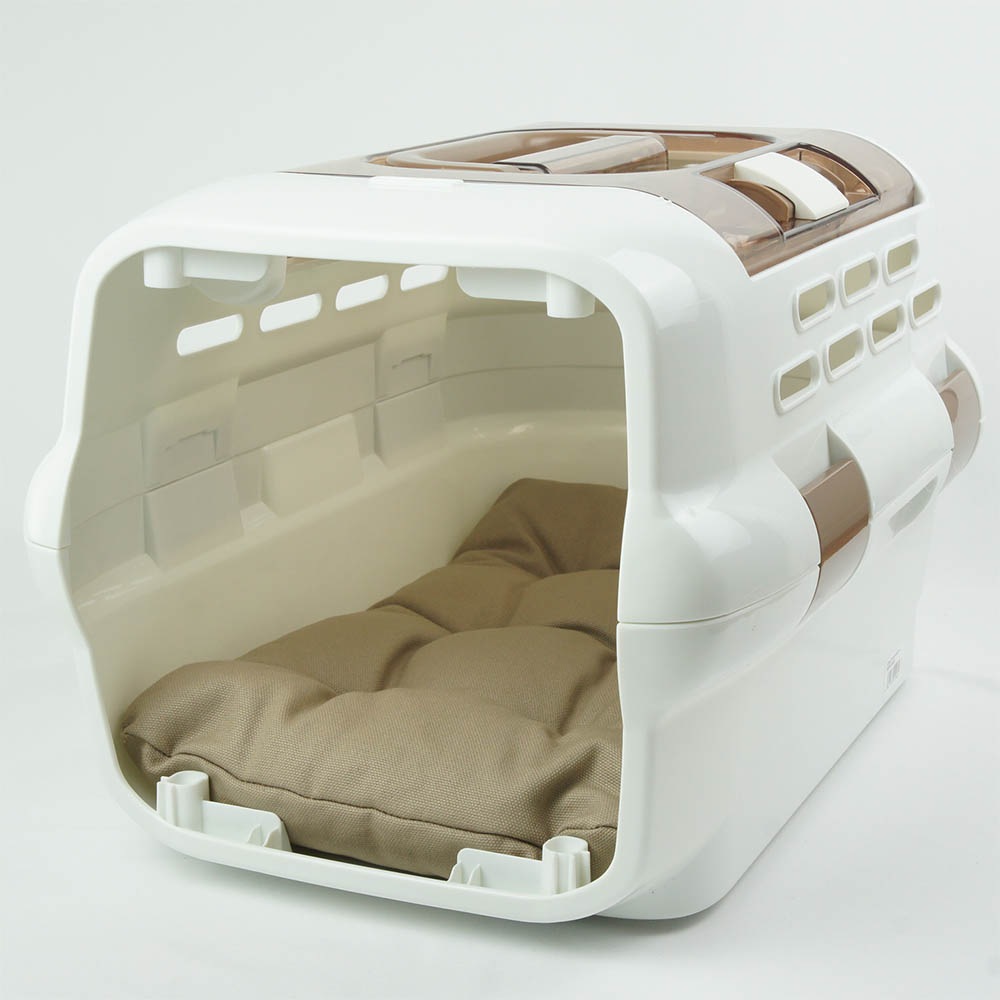 縁無しクッションベッド/クレートクッション カミカミ大好きちゃん用 ８号帆布生地 モカ Sサイズ