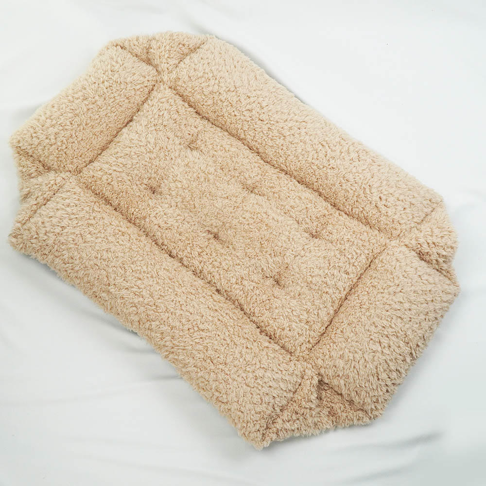 ペットが喜ぶ キャリークッションベッド/クレートクッション 10オンスデニムネイビーファー Mサイズ