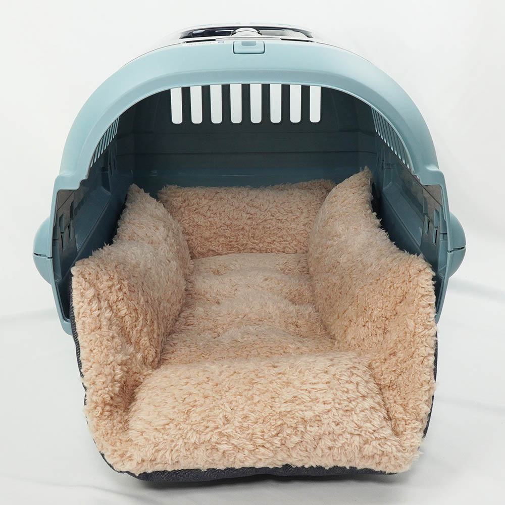 ペットが喜ぶ キャリークッションベッド/クレートクッション 10オンスデニムネイビーファー Mサイズ