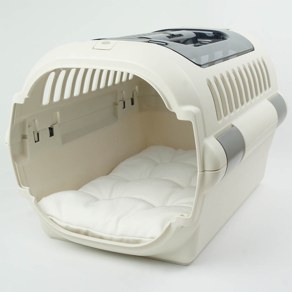 縁無しクッションベッド/クレートクッション カミカミ大好きちゃん用 ８号帆布生地 オフホワイト Sサイズ