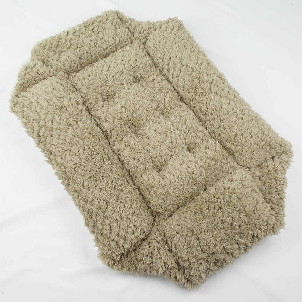 ペットが喜ぶ キャリークッションベッド/クレートクッション ダマスク ベージュファー Sサイズ