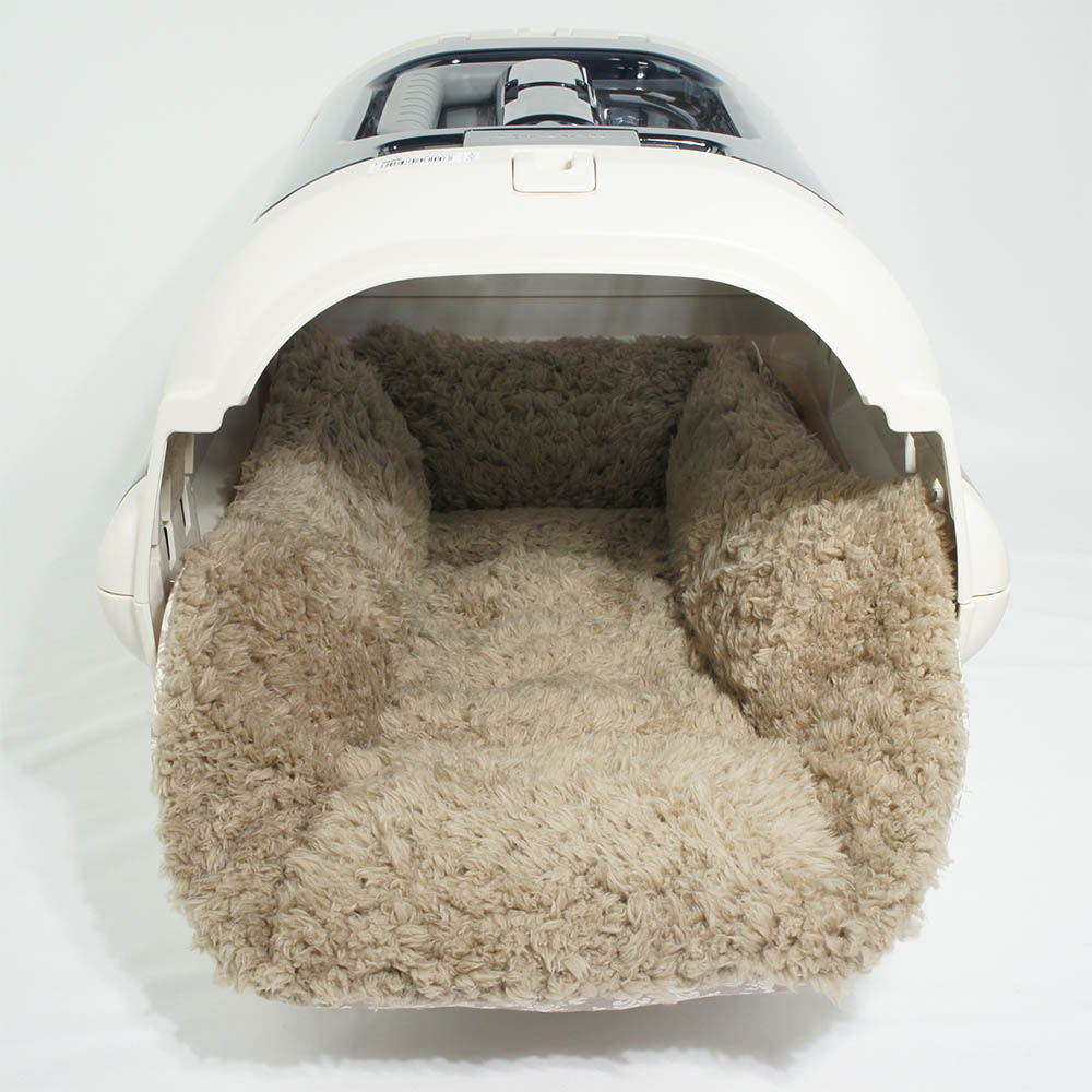 ペットが喜ぶ キャリークッションベッド/クレートクッション ダマスク ベージュファー Sサイズ