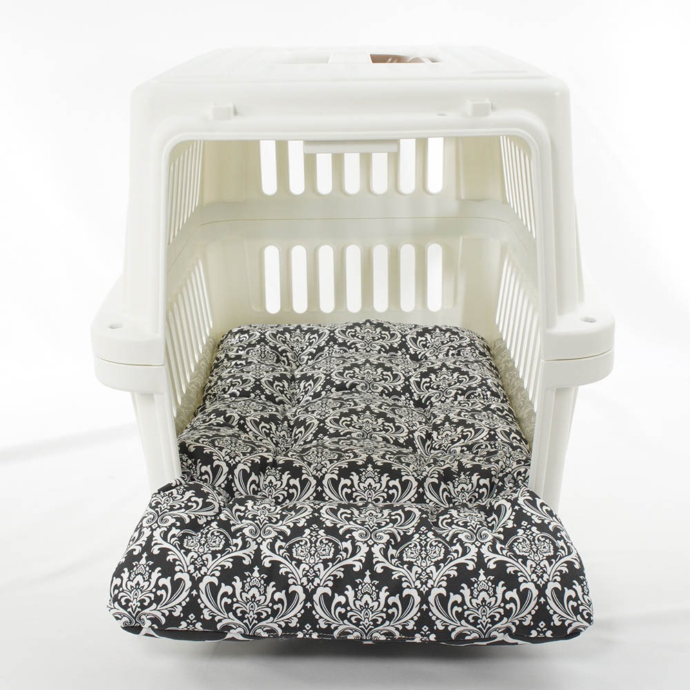 あごのせ縁無しクッション/クレートクッション ダマスクモロッカン モスブラック Mサイズ