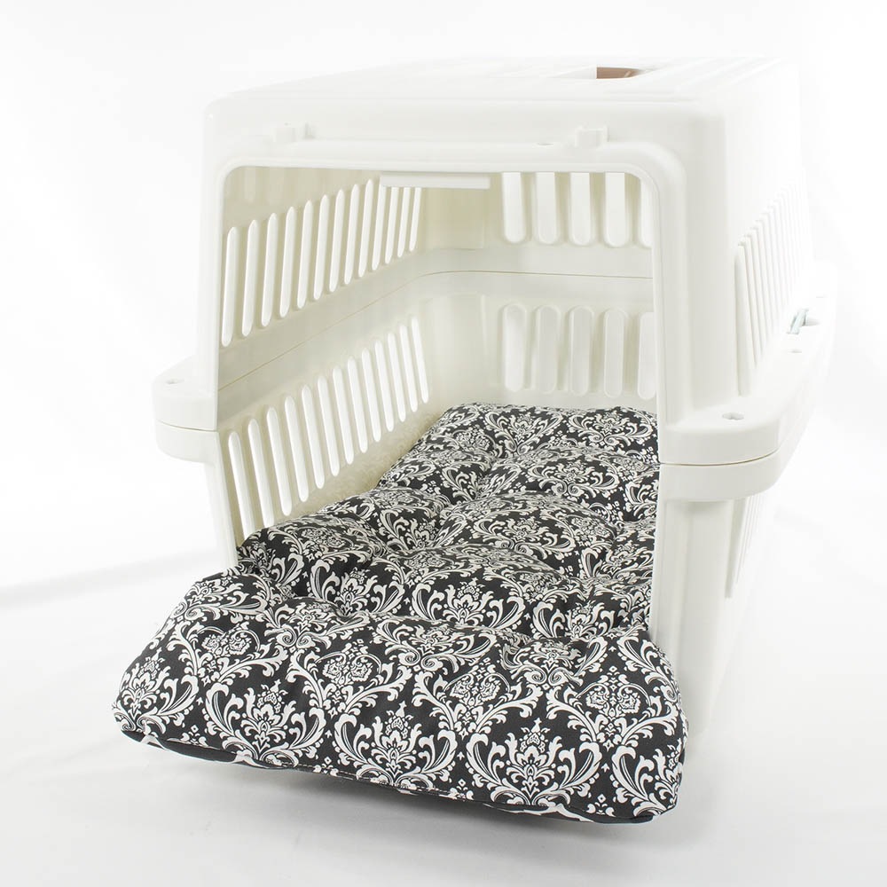 あごのせ縁無しクッション/クレートクッション ダマスクモロッカン モスブラック Mサイズ