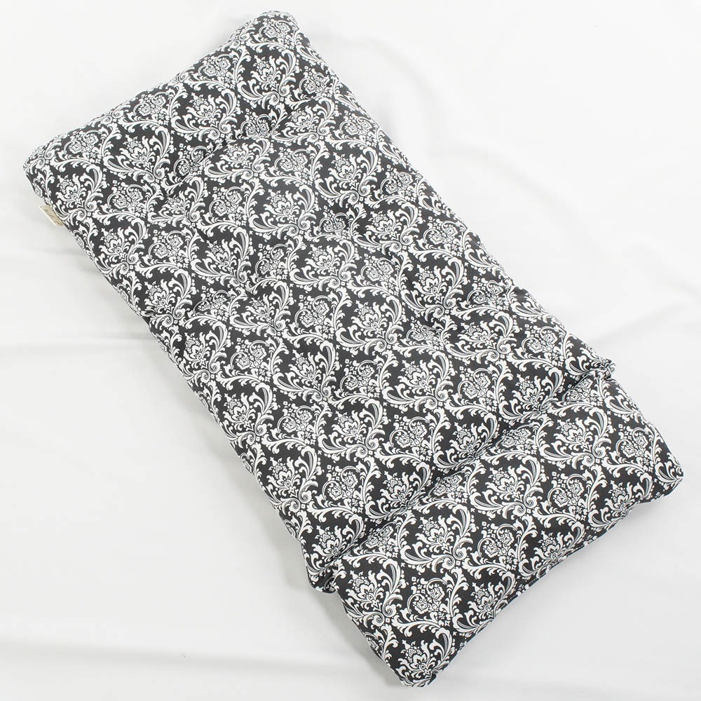 あごのせ縁無しクッション/クレートクッション ダマスクモロッカン モスブラック Mサイズ