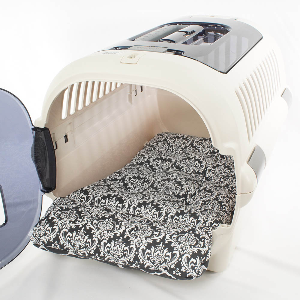 あごのせ縁無しクッション/クレートクッション ダマスクモロッカン モスブラック Mサイズ